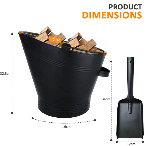 WATERLOO STYLE TRADITIONAL BLACK FIRE COAL BUCKET SHOVEL FIREPLACE LOG SCUTTLE 1