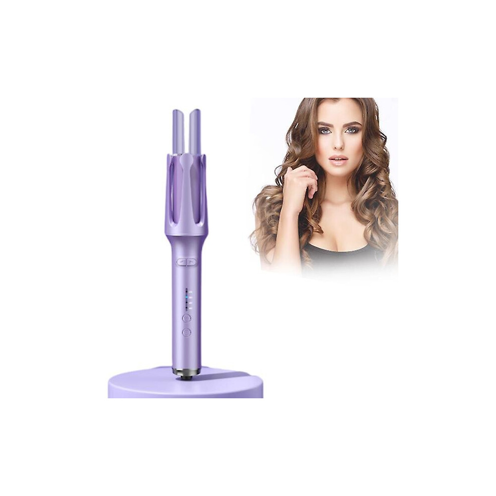 Purple (, Eu Plug) Automatic Hair Curler 32Mm Auto Rotating Curling Iron With 4 Temperature