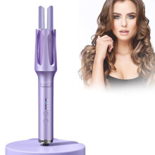 (Purple, UK Plug) Automatic Hair Curler 32mm Auto Rotating Curling Iron With 4 Temperature