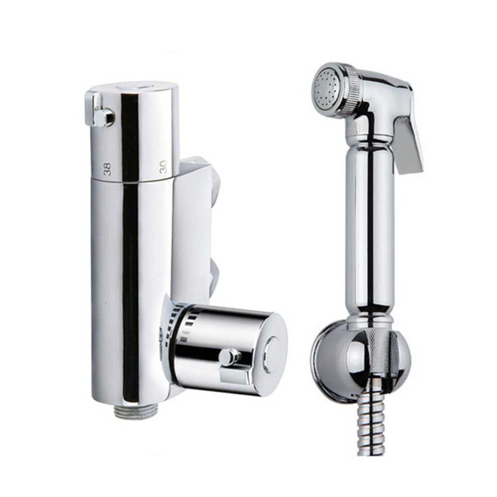 Eva Chrome Bidet Douche & Mini Thermostatic Bar Valve Spray Kit Muslim Shataff