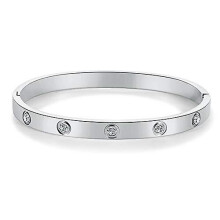 (Silver) Cubic Zirconia Bangle Gold Plated Polished Bracelet Jewelry For Women Girls