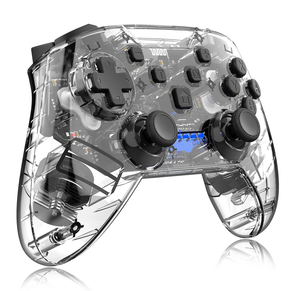 (Transparent ) Wireless Game Controller Dual Vibration Gamepad Joystick For Switch Pc Android Black 768619213494