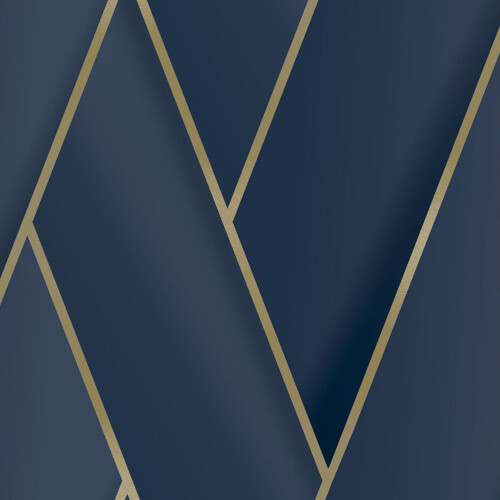 DEBONA (Navy Blue Gold 2121) Debona Armando Herringbone Geometric Wallpaper 1
