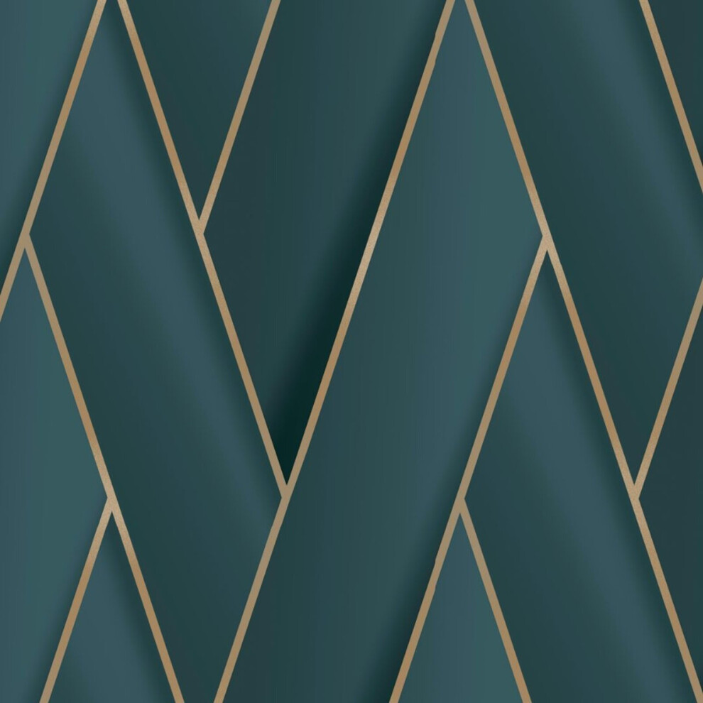 (Green Gold 2122) Debona Armando Herringbone Geometric Wallpaper