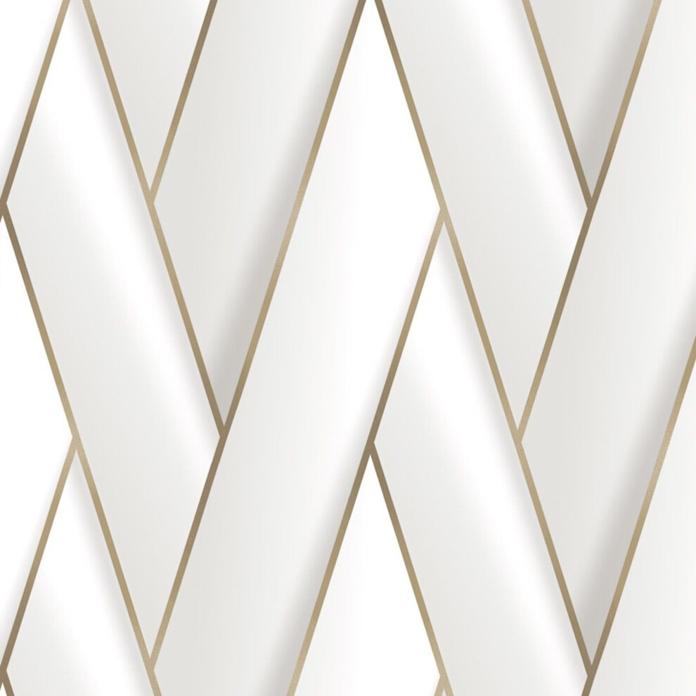 (White Gold 2120) Debona Armando Herringbone Geometric Wallpaper