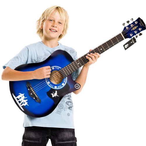 38" Full Size 6 String Acoustic Guitar Blue 2