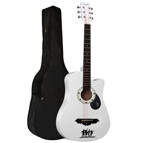 38" Full Size 6 String Acoustic Guitar White 2
