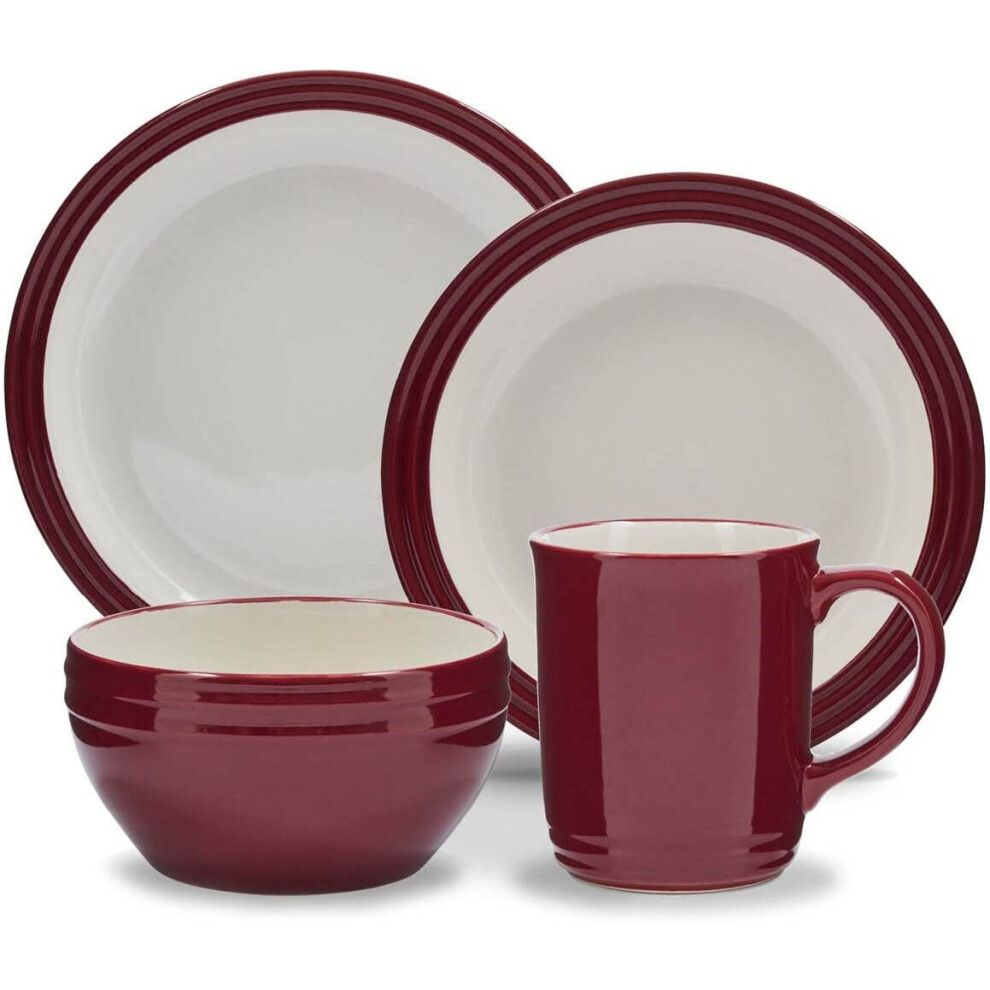 Barbary & Oak BO867011RED 16pc Dinning Set Bordeaux Red