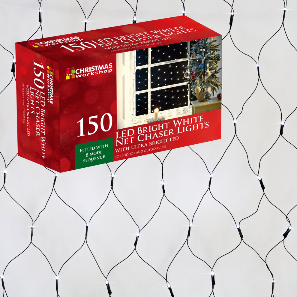 The Christmas Workshop 77960 150 LED Bright White Window Net Christmas Lights