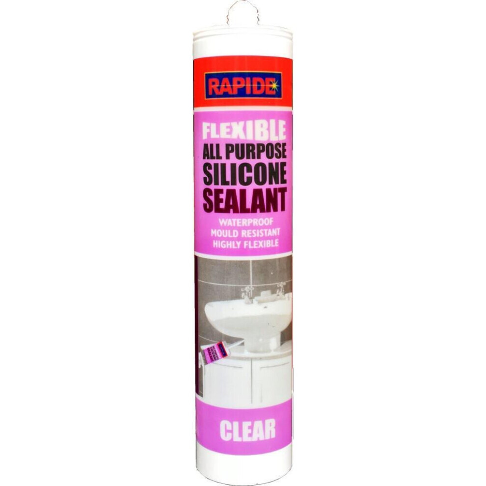 (Waterproof & Mould Resistant Silicone Sealant window Door Frames Baths Sinks Gun 1x Clear ) Waterproof & Mould Resistant Silicone Sealant Gun