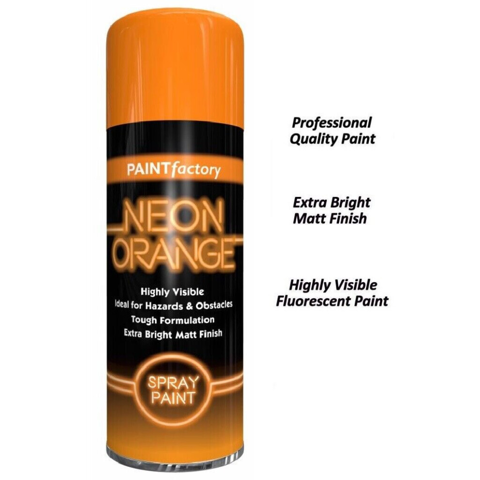 (Orange 1 X Spray ) Neon Bright Spray Paint Primer Gloss Metal 200Ml 5002187561768