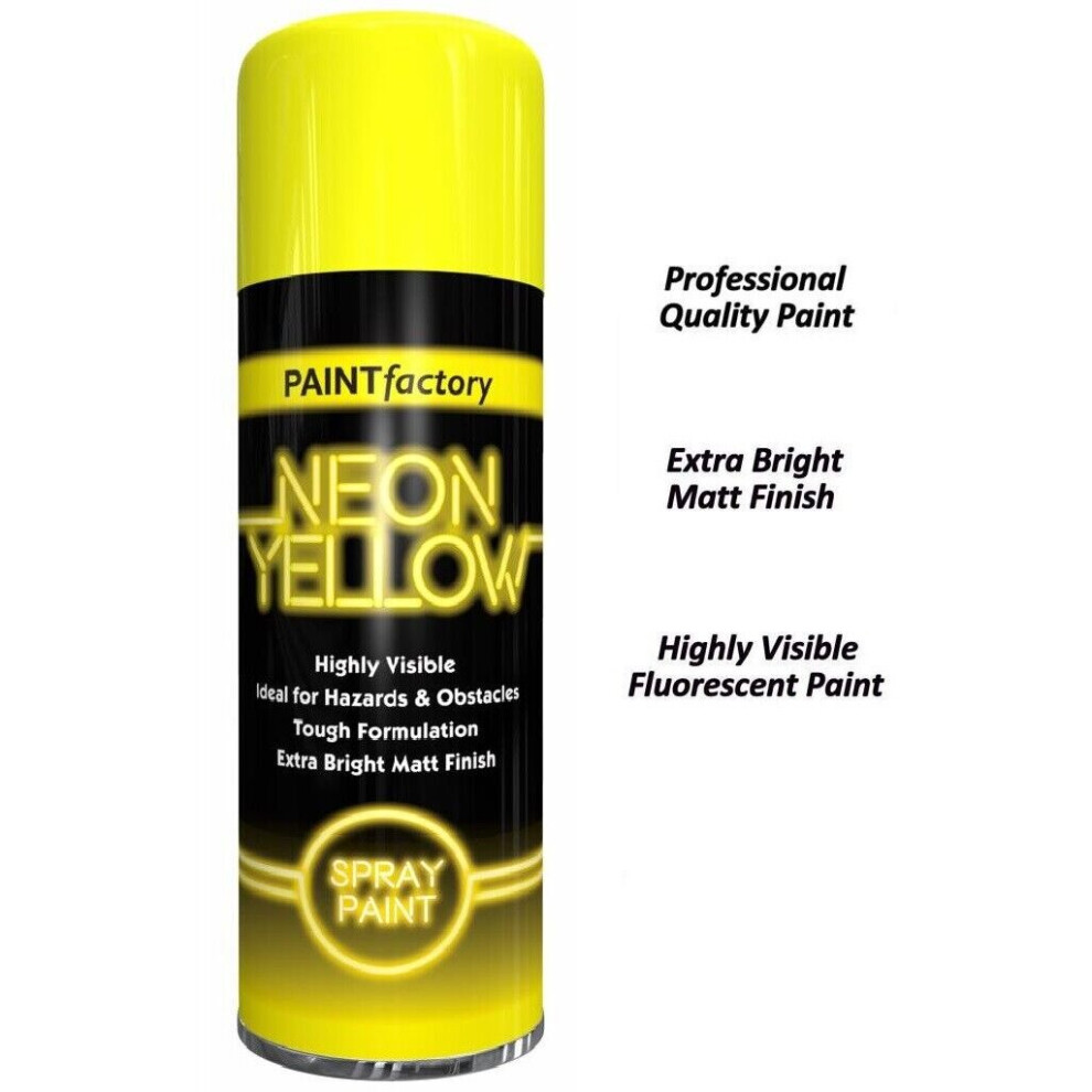 (Yellow 1 X Spray ) Neon Bright Spray Paint Primer Gloss Metal 200Ml 5002187561799