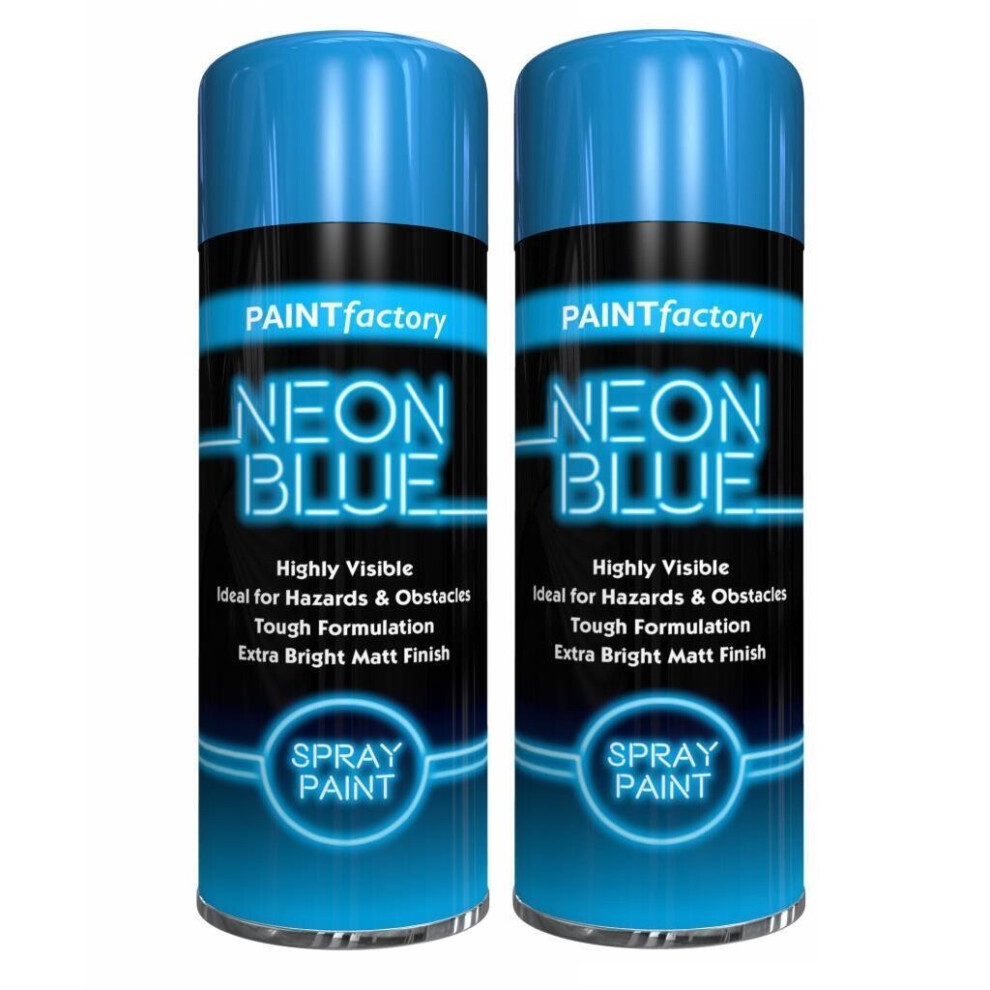 (Blue 2 X Sprays) Neon Bright Spray Paint Primer Gloss Metal 200Ml 5002187561911