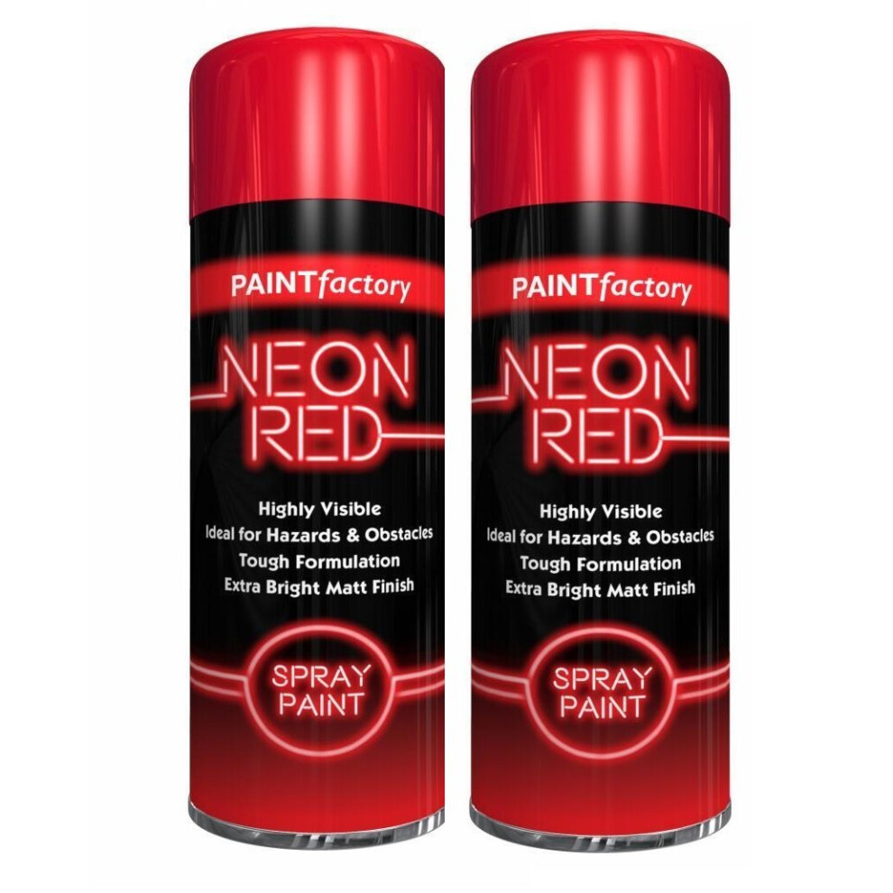 (Red 2 X Sprays) Neon Bright Spray Paint Primer Gloss Metal 200Ml 5002187561874