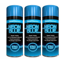 (Blue , 3 x Sprays ) Neon Bright Spray Paint Primer Gloss Metal 200ml