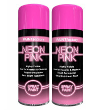 (Pink, 2 x Sprays) Neon Bright Spray Paint Primer Gloss Metal 200ml