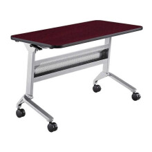Flip-N-Go Rectangular Training Table - Silver & Regal Mahogany - 29 x 48 x 24 in.
