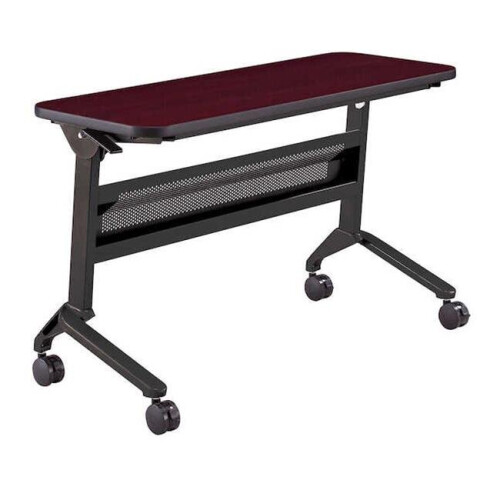 Flip-N-Go Rectangular Training Table - Black & Regal Mahogany - 29 x 48 x 18 in.