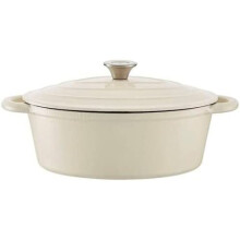 Tower BO800252CRM 29cm Oval Casserole Cast Iron Cream