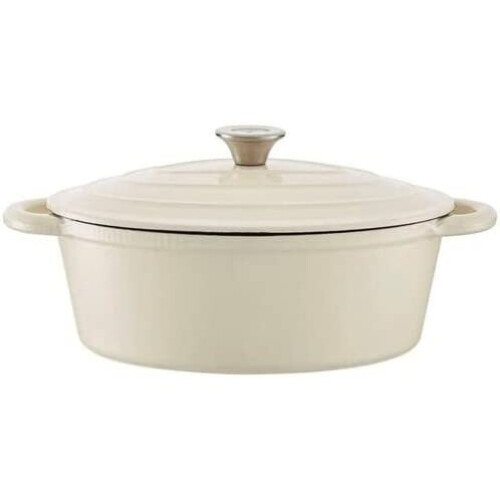 Tower Tower BO800252CRM 29cm Oval Casserole Cast Iron Cream