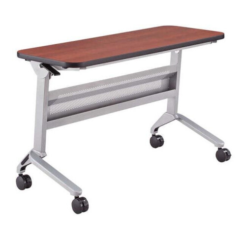Flip-N-Go Rectangular Training Table - Silver & Cherry - 29 x 48 x 18 in.