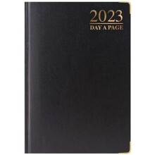 MantraRaj 2023 A6 Day a Page Diary DAP Padded Hardback Gilt Edge With Metal Corners(Black)