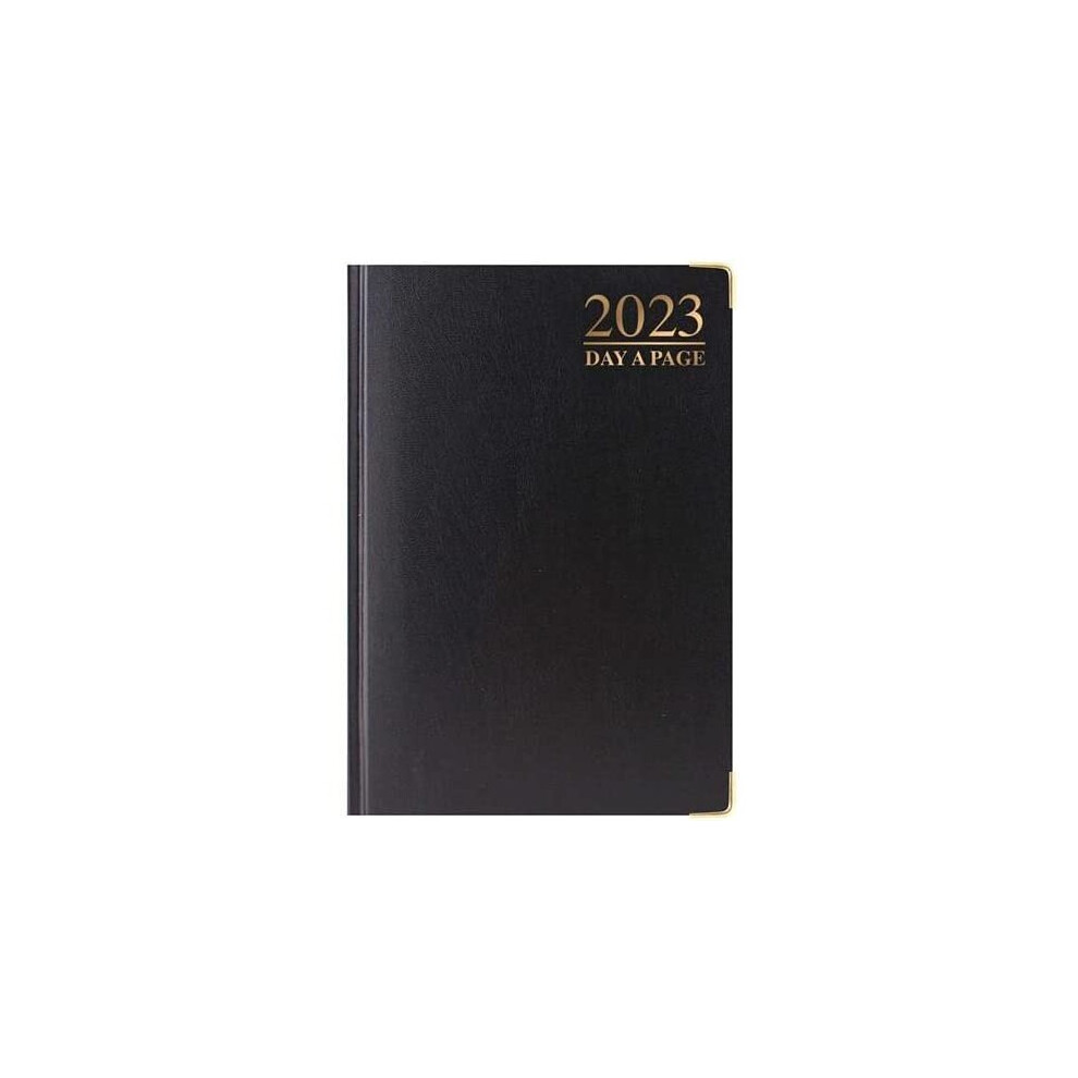 MantraRaj 2023 A6 Day a Page Diary DAP Padded Hardback Gilt Edge With Metal Corners(Black)