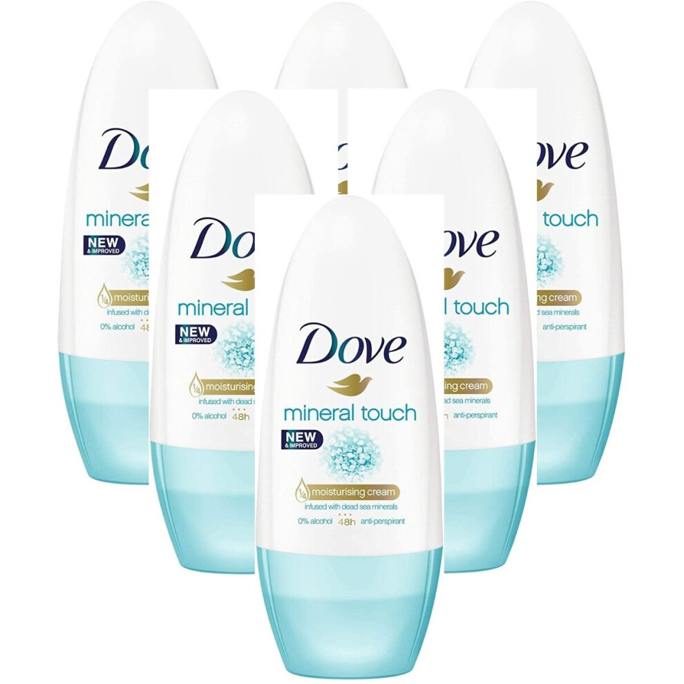 6 x Dove 48H protection Anti-perspirant Roll On 50 ml - Mineral Touch