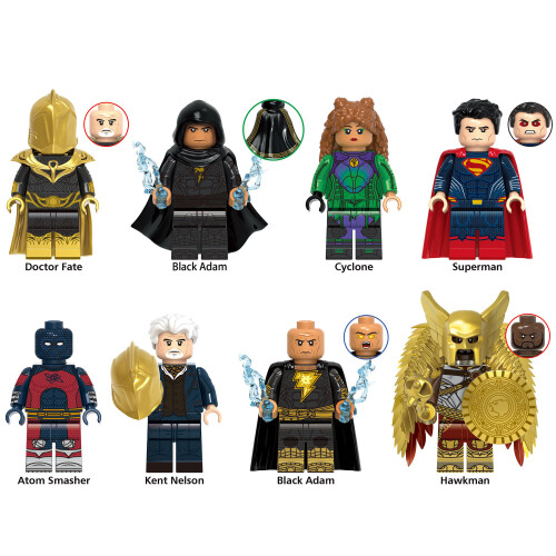 8pcs TV series Black Adam Superman Cyclone Doctor Kent Building Block Man Fit Lego