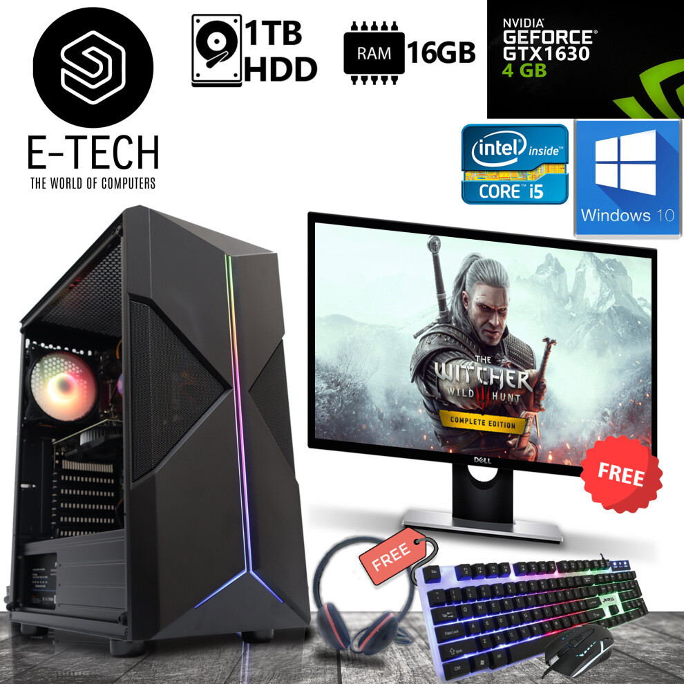Gaming Pc Computer Bundle Intel Quad Core I5 16Gb 1Tb Hdd Gtx 1630 W10 5060936451890