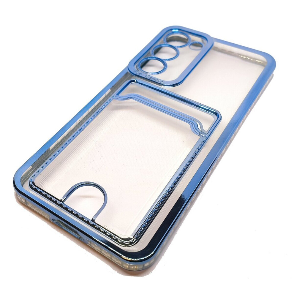 Compatible With Samsung S23 - Clear View Card Holder Gel Case With Styled Edge - Blue 9145584616467