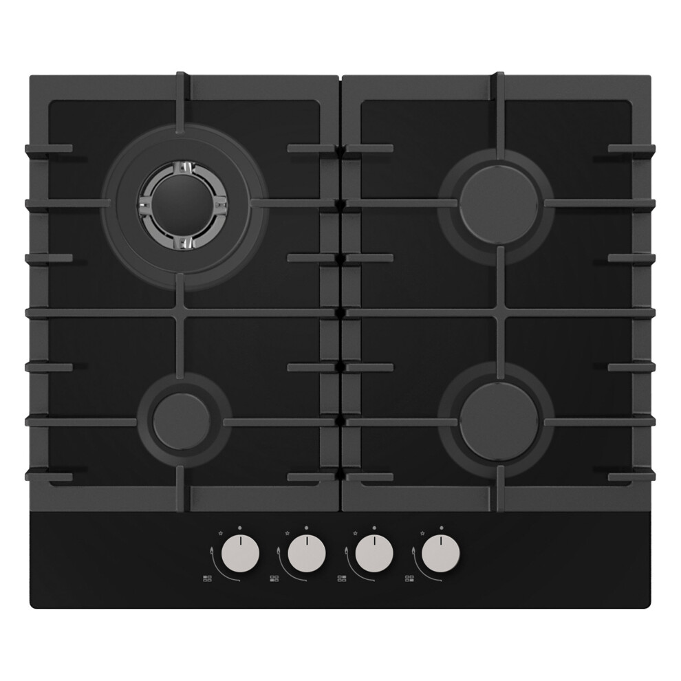 Statesman GH60GB 4 Zone Gas Glass Hob, 60 cm, Black