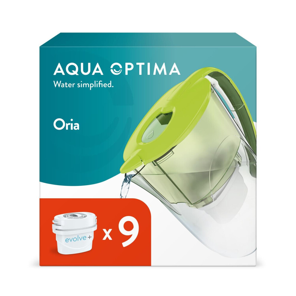 Aqua Optima Water Filter Jug Oria 2.8 Litre & 9 Evolve+ Filters (9 Month Pack)