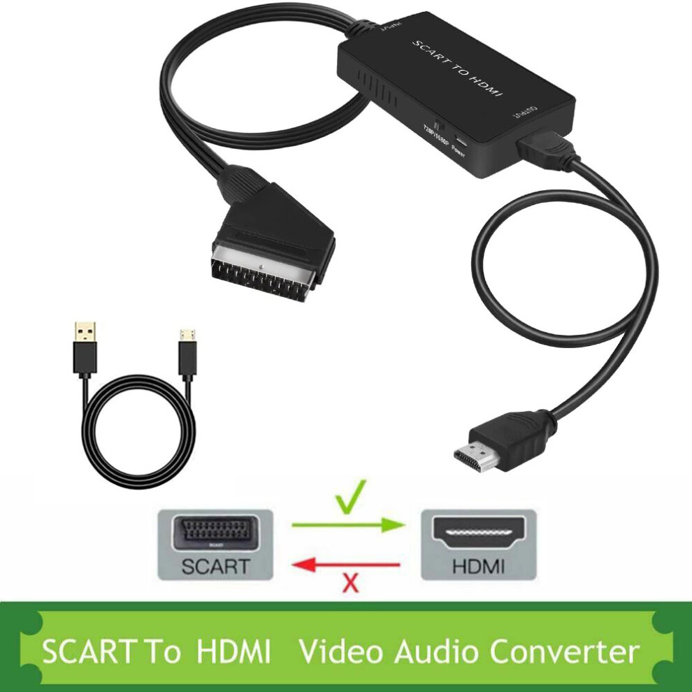 720P/1080P Scart To Hdmi Converter Video Audio Adapter With Hdmi Cable 9363180277602