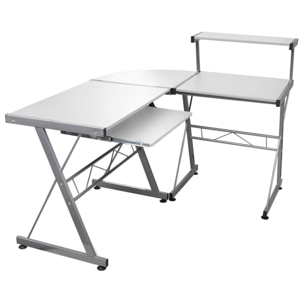 (White) vidaXL Computer Desk Furniture Multi Colours 132x112x99 cm/139x115x100 cm