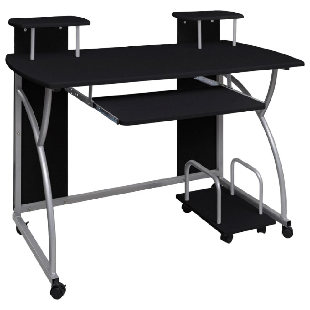 (Black) vidaXL Mobile Computer Desk Pull Out Tray Finish Table Multi Colours/Sizes