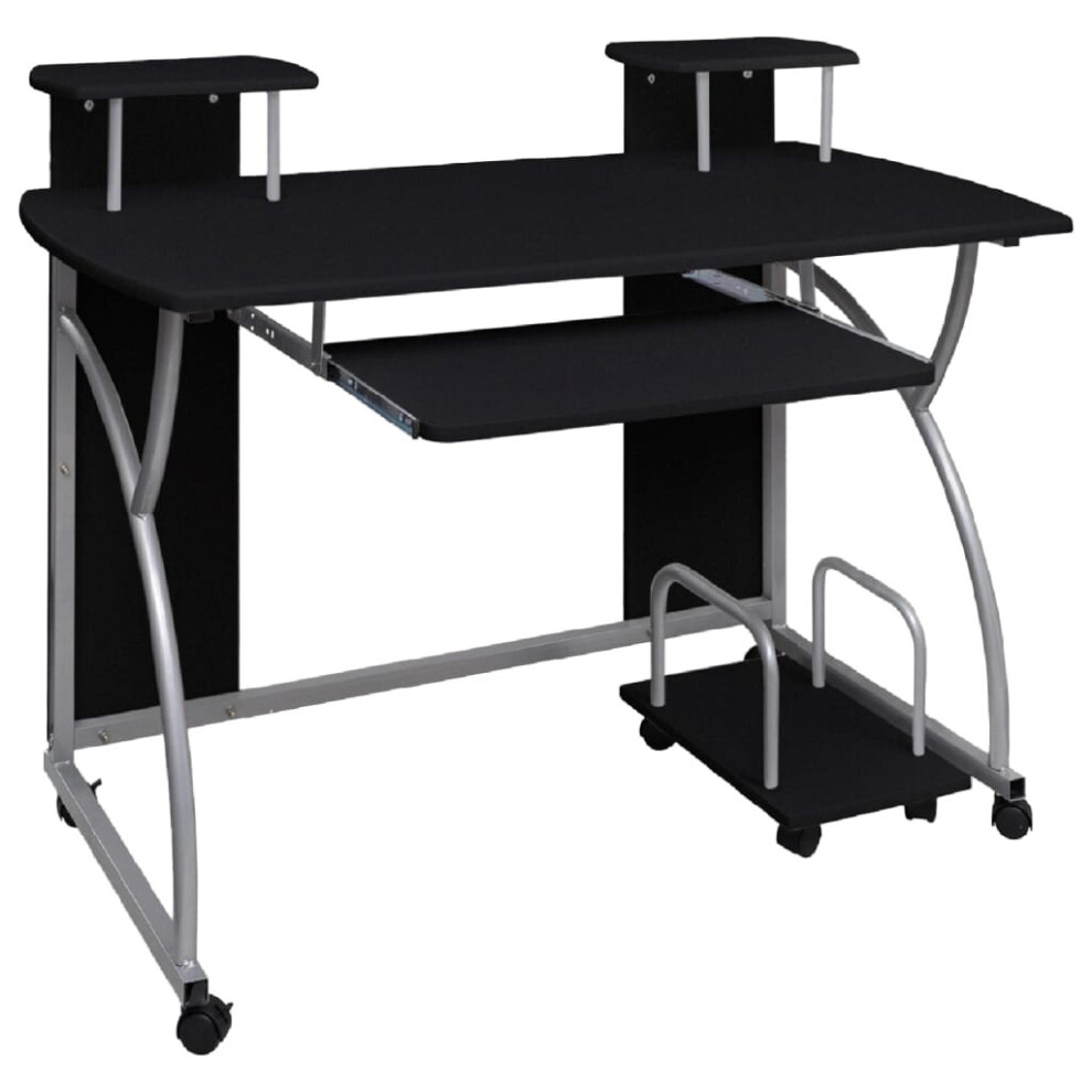 (Black) vidaXL Mobile Computer Desk Pull Out Tray Finish Table Multi Colours/Sizes-image-OPC-PB8DWWZ-NEW