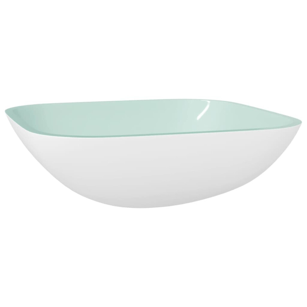 (White) vidaXL Basin Glass Bathroom Sink Home Washroom Sink Bowl Basin Multi Colours