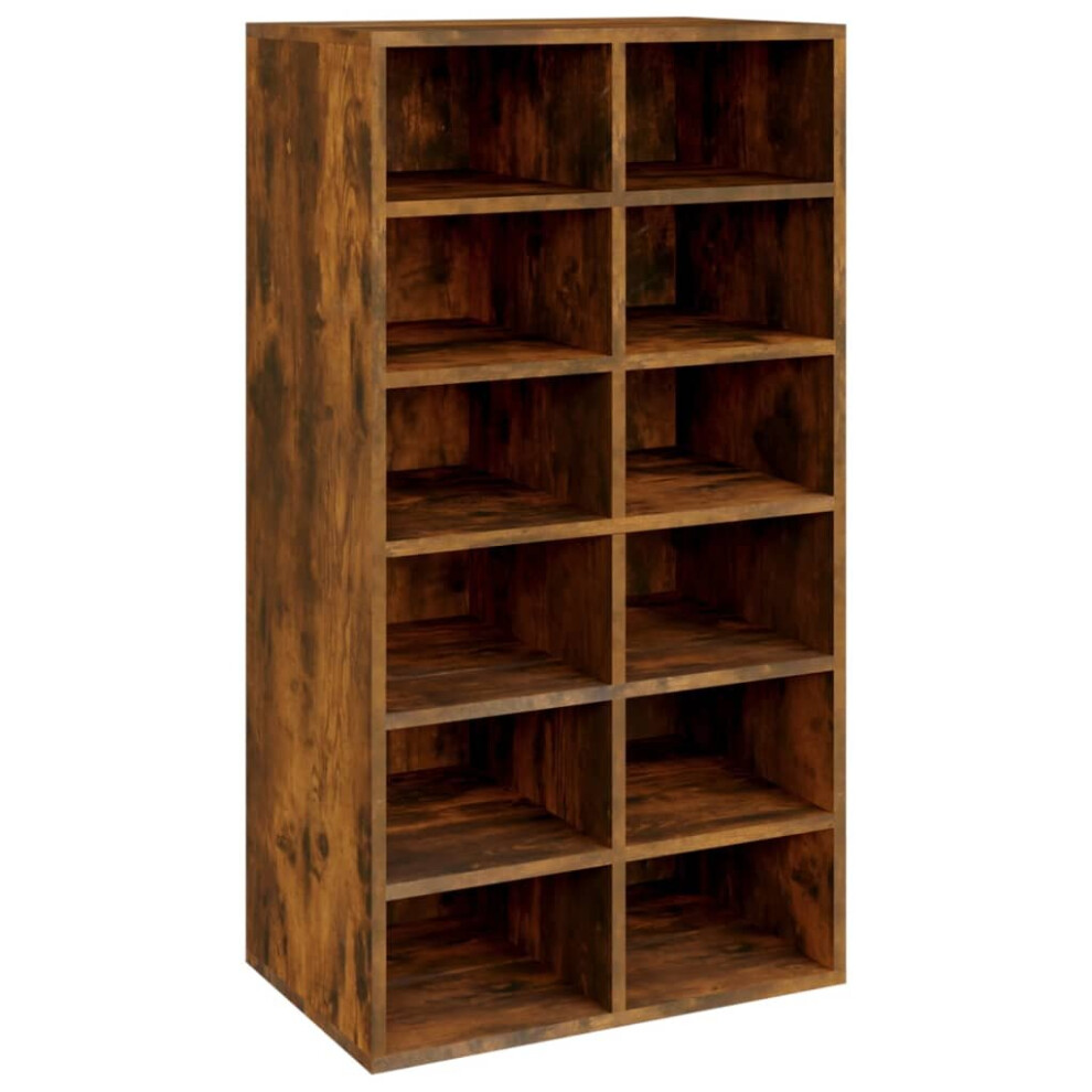 (Smoked oak) vidaXL Shoe Rack Entryway Shoe Shelf Cabinet Shoe Cupboard Engineered Wood
