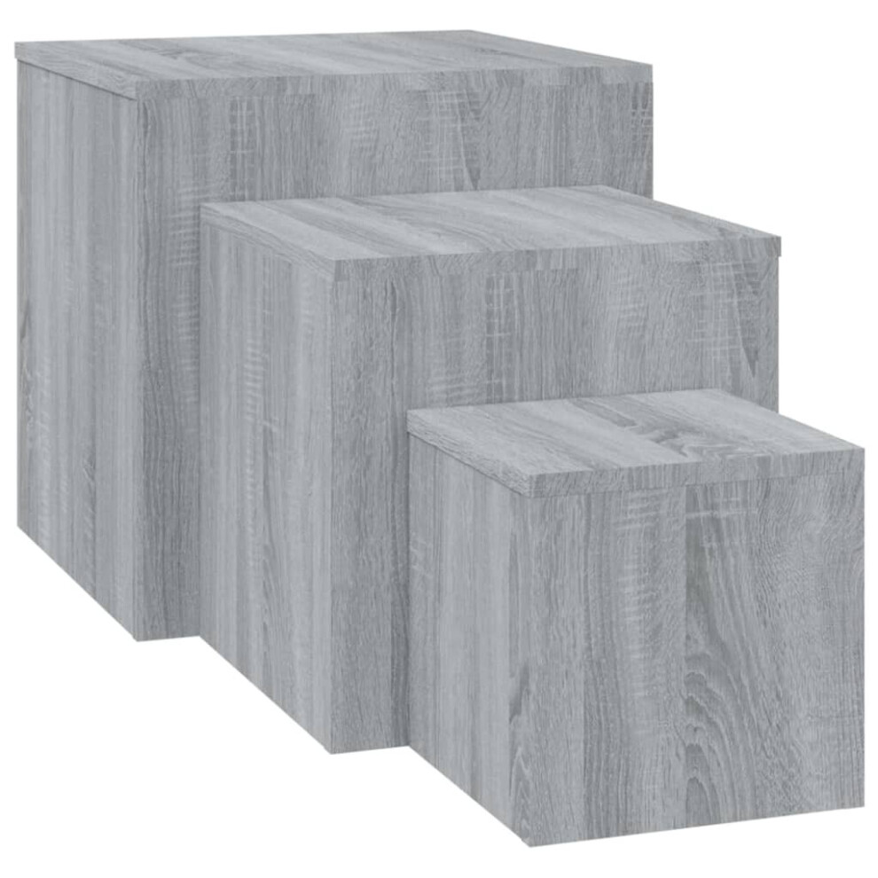 Vidaxl (Grey Sonoma) Side Tables Coffee Sofa Hallway Accent Table Engineered Wood3 Pcs