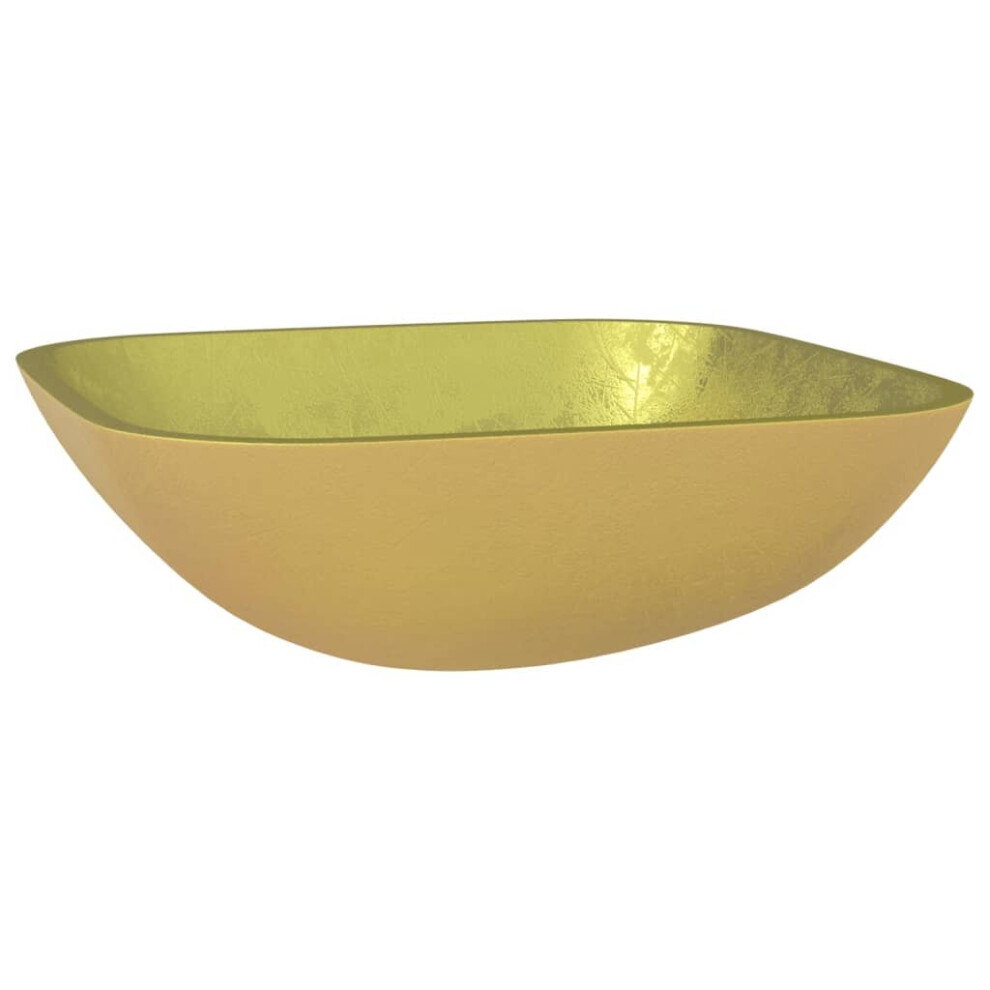 (Gold) vidaXL Basin Glass Bathroom Sink Home Washroom Sink Bowl Basin Multi Colours