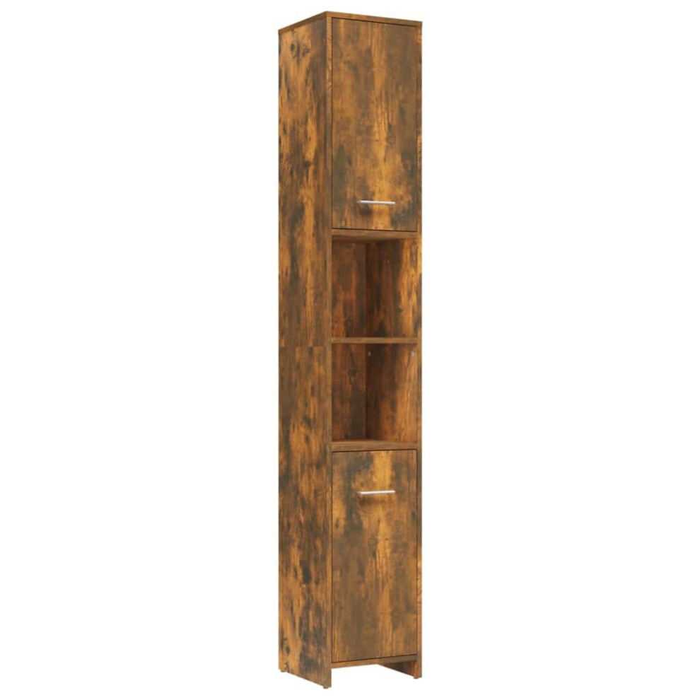Vidaxl (Smoked Oak) Bathroom Cabinet Cupboard Storage Rack Washer Shelf Engineered Wood