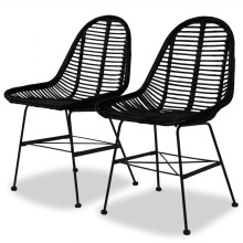 (Black, 2) vidaXL 2/4/6x Dining Chairs Natural Rattan Kitchen Furniture Seat Beige/Black