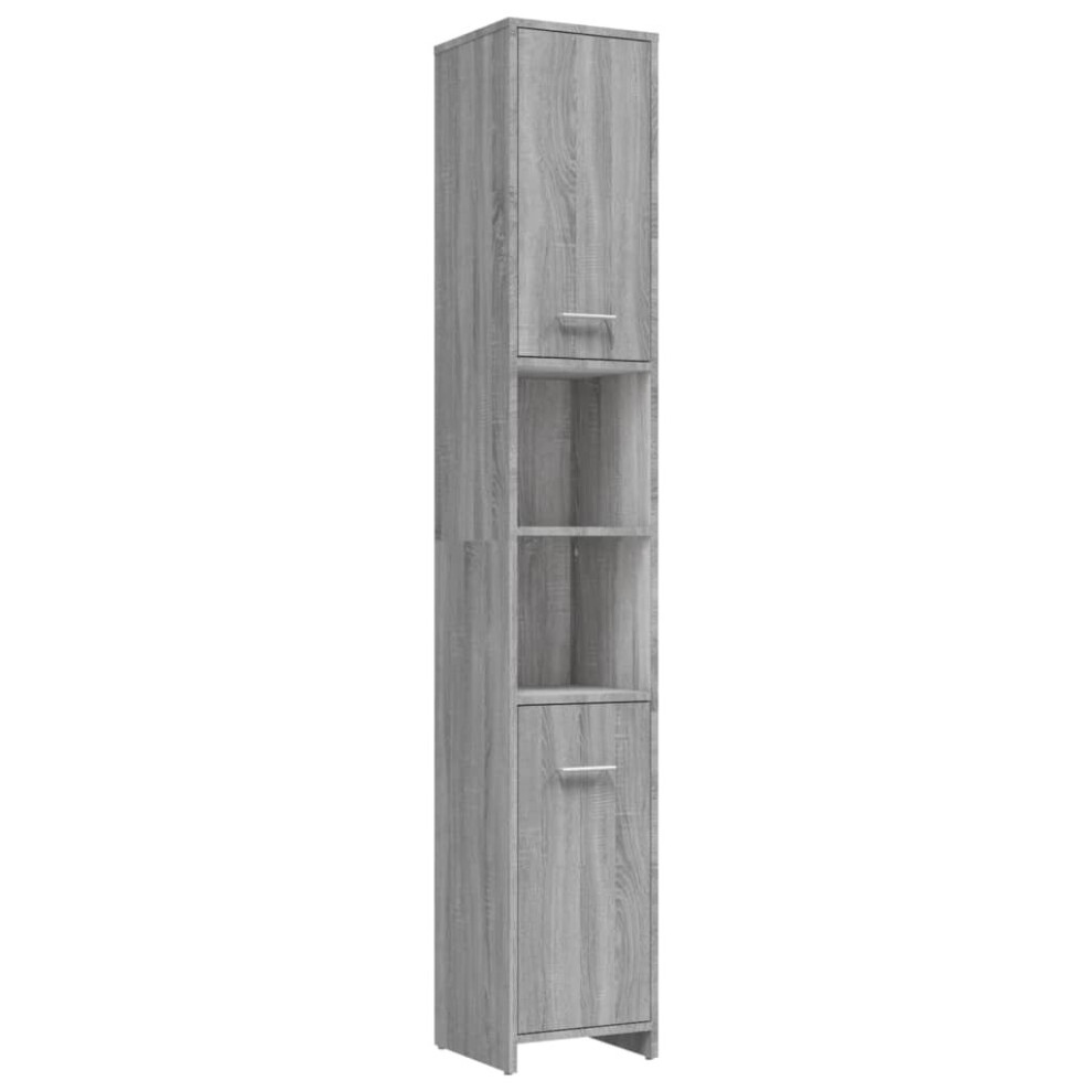 Vidaxl (Grey Sonoma) Bathroom Cabinet Cupboard Storage Rack Washer Shelf Engineered Wood