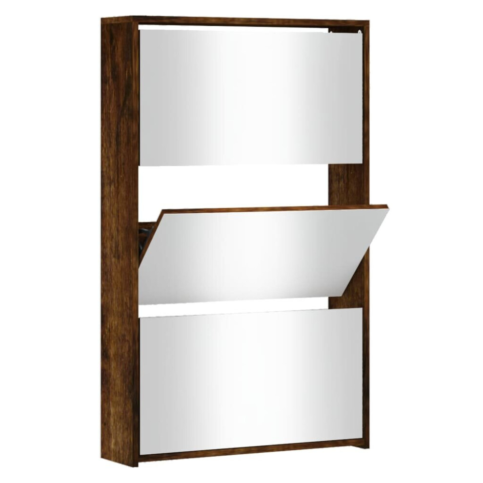New Vidaxl (Smoked Oak, 63 X 17 X 102.5 Cm (W X D X H)) Shoe Cabinet Storage Organiser Rack Stand Multi Colours 63X17x102.5/63X17x67cm Brown 342638
