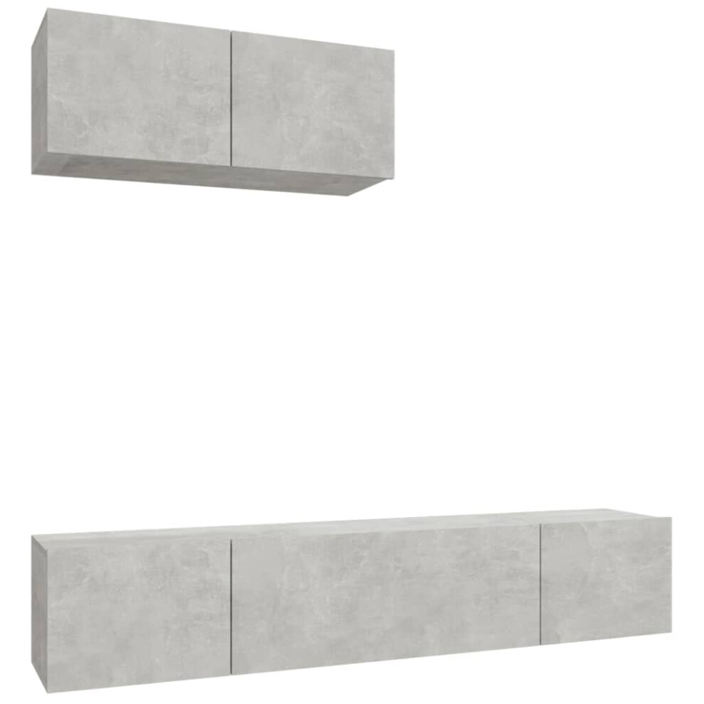 Vidaxl Grey (Concrete 80 X 30 X 30 Cm (L X W X H)) Tv Cabinet Set 3 Piece Tv Stand Tv Unit Media Cabinet Engineered Wood
