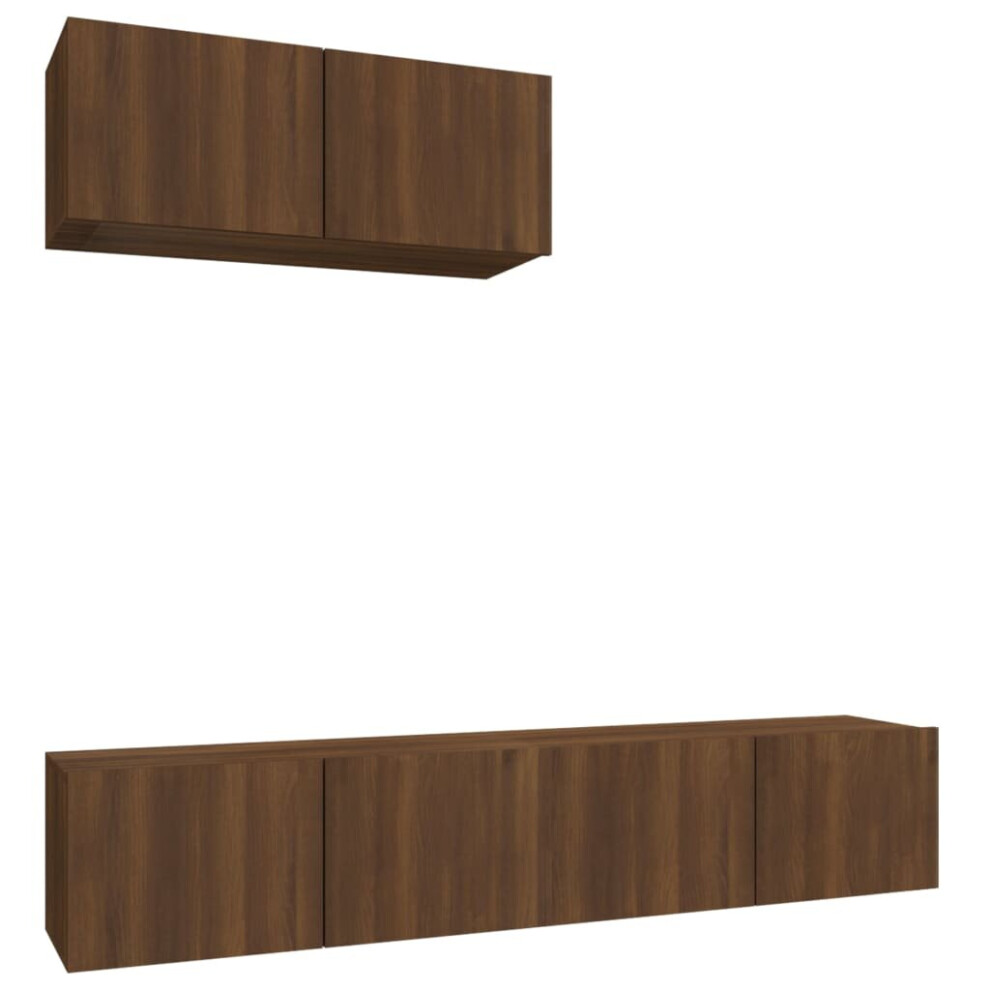 (Brown oak, 80 x 30 x 30 cm (L x W x H)) vidaXL TV Cabinet Set 3 Piece Engineered Wood Multi Colours 100/80x30x30 cm