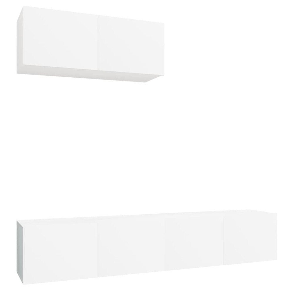 Vidaxl (White, 80 X 30 X 30 Cm (L X W X H)) Tv Cabinet Set 3 Piece Tv Stand Tv Unit Media Cabinet Engineered Wood