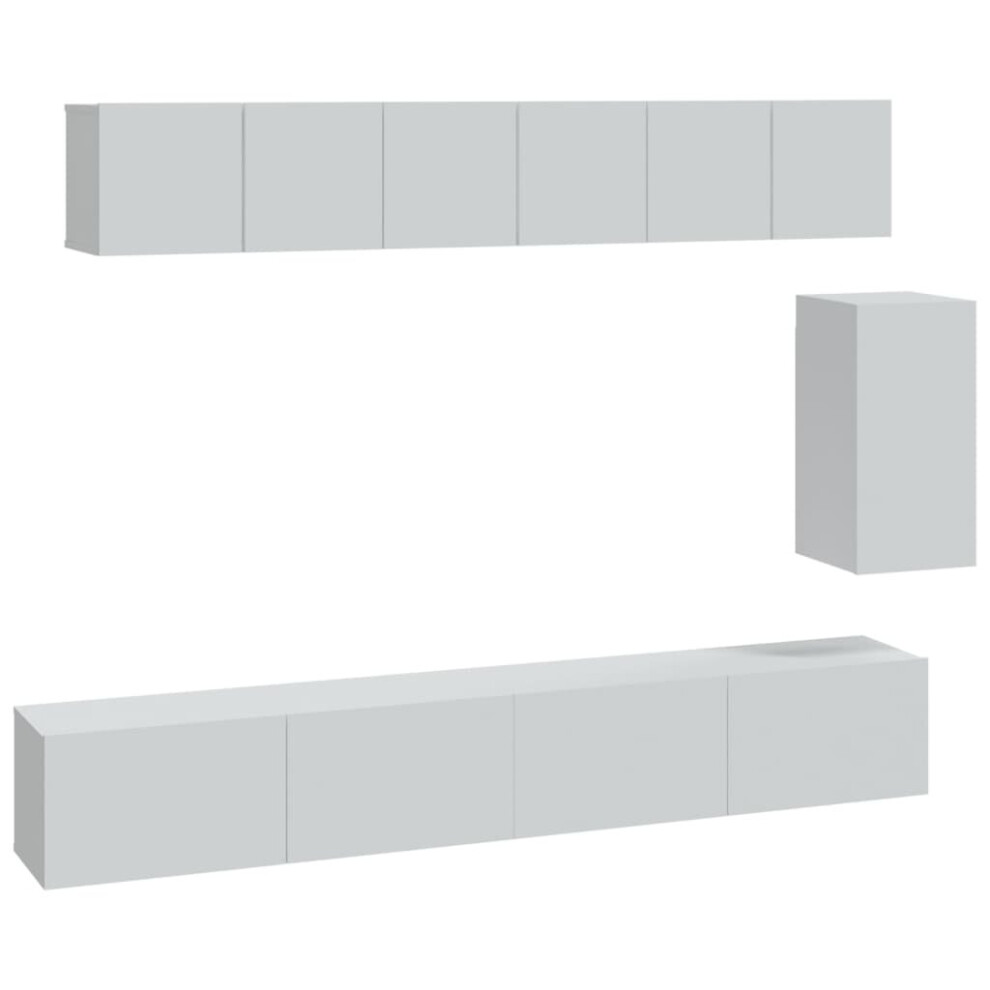 Vidaxl (White) Tv Cabinet Set 6 Piece Engineered Wood Media Tv Console Multi Colours