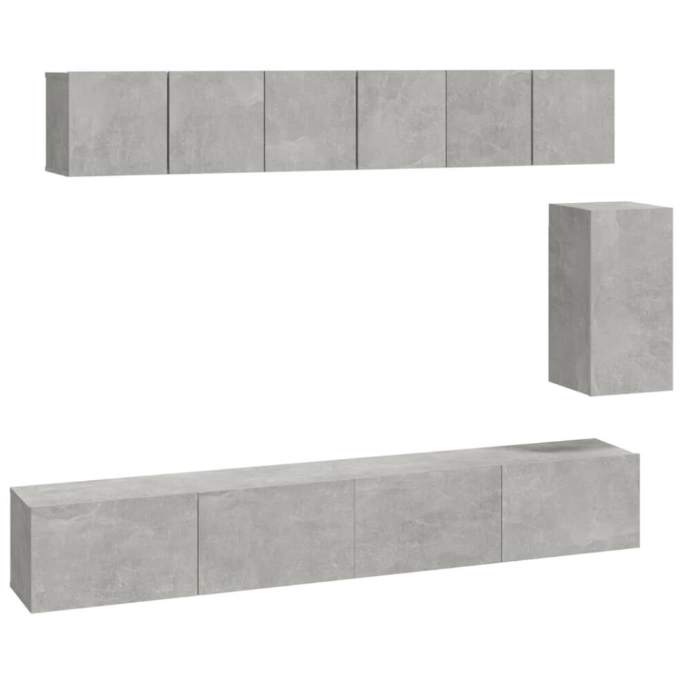 Vidaxl (Concrete Grey) Tv Cabinet Set 6 Piece Engineered Wood Media Tv Console Multi Colours